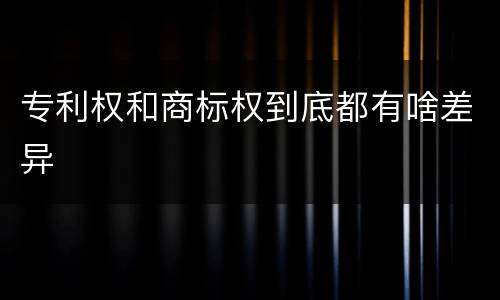 专利权和商标权到底都有啥差异