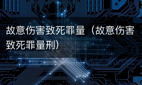 故意伤害致死罪量（故意伤害致死罪量刑）
