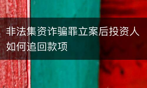 非法集资诈骗罪立案后投资人如何追回款项