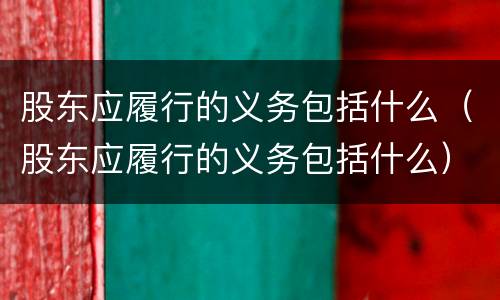 股东应履行的义务包括什么（股东应履行的义务包括什么）