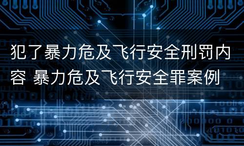 犯了暴力危及飞行安全刑罚内容 暴力危及飞行安全罪案例