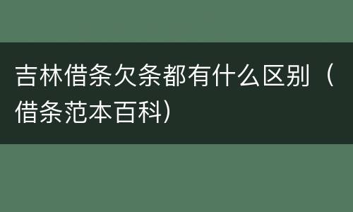 吉林借条欠条都有什么区别（借条范本百科）