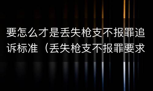 要怎么才是丢失枪支不报罪追诉标准（丢失枪支不报罪要求造成了严重后果的才构成犯罪）