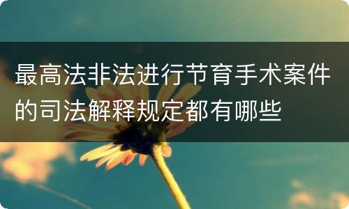最高法非法进行节育手术案件的司法解释规定都有哪些