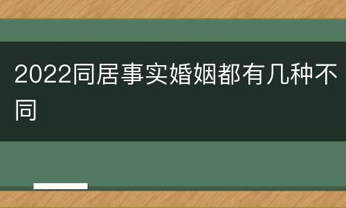2022同居事实婚姻都有几种不同