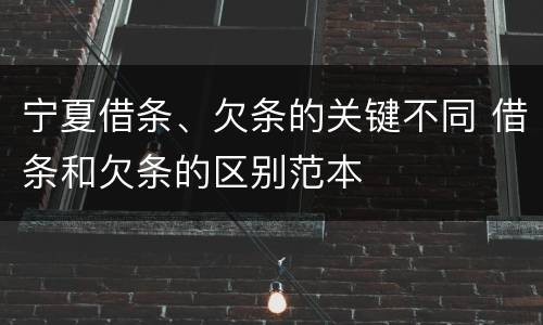 宁夏借条、欠条的关键不同 借条和欠条的区别范本