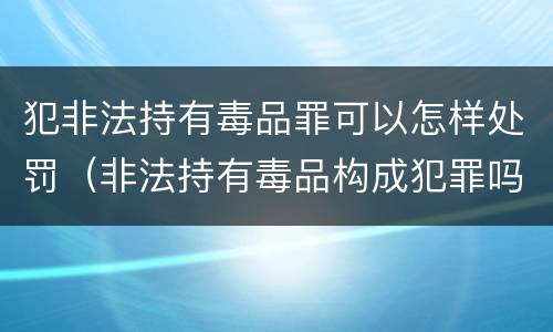犯非法持有毒品罪可以怎样处罚（非法持有毒品构成犯罪吗）