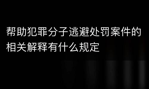 帮助犯罪分子逃避处罚案件的相关解释有什么规定