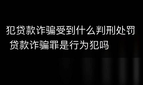 犯贷款诈骗受到什么判刑处罚 贷款诈骗罪是行为犯吗