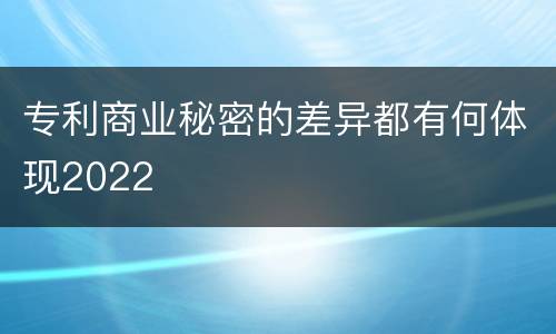 专利商业秘密的差异都有何体现2022