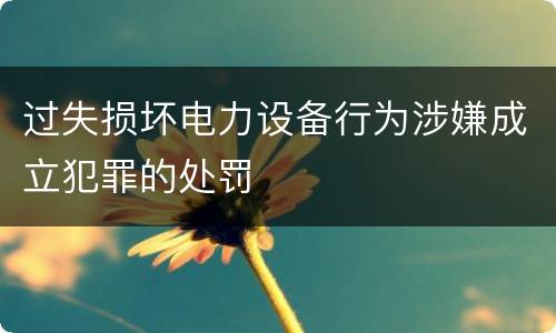 过失损坏电力设备行为涉嫌成立犯罪的处罚