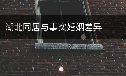湖北同居与事实婚姻差异