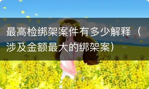 最高检绑架案件有多少解释（涉及金额最大的绑架案）