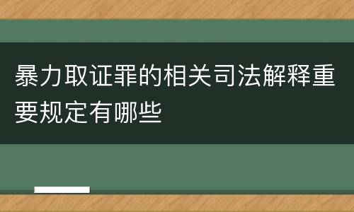 暴力取证罪的相关司法解释重要规定有哪些