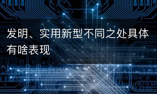 发明、实用新型不同之处具体有啥表现