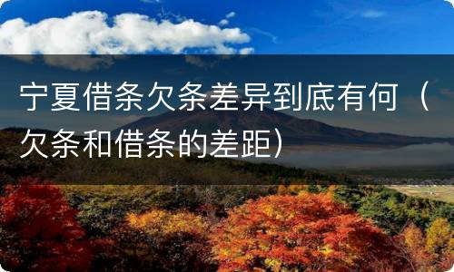 宁夏借条欠条差异到底有何（欠条和借条的差距）