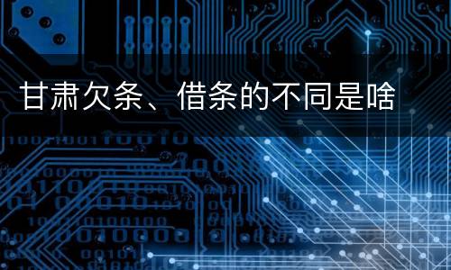 甘肃欠条、借条的不同是啥