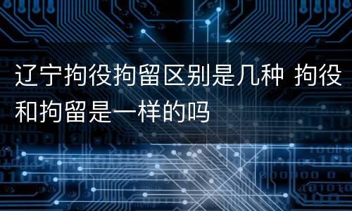 辽宁拘役拘留区别是几种 拘役和拘留是一样的吗