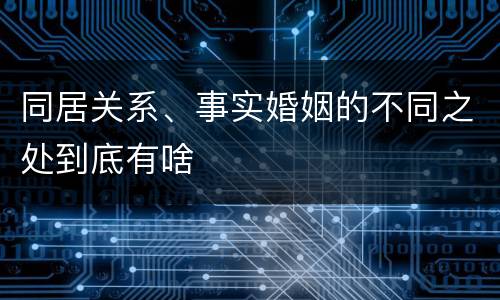 同居关系、事实婚姻的不同之处到底有啥