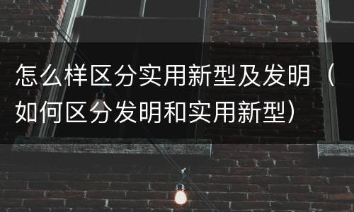 怎么样区分实用新型及发明（如何区分发明和实用新型）