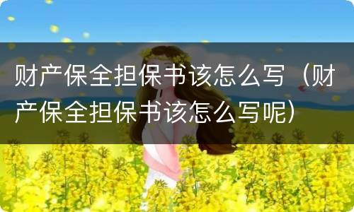 财产保全担保书该怎么写（财产保全担保书该怎么写呢）