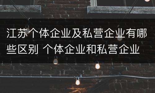 江苏个体企业及私营企业有哪些区别 个体企业和私营企业