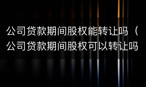 公司贷款期间股权能转让吗（公司贷款期间股权可以转让吗）
