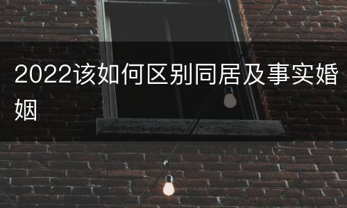 2022该如何区别同居及事实婚姻