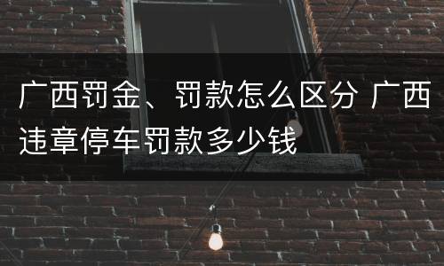 广西罚金、罚款怎么区分 广西违章停车罚款多少钱
