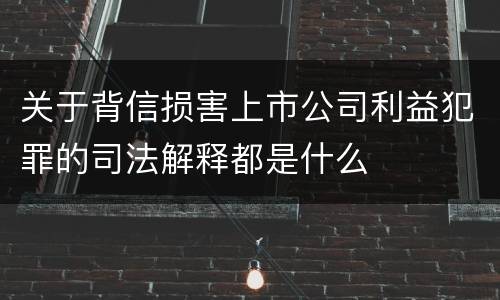 关于背信损害上市公司利益犯罪的司法解释都是什么