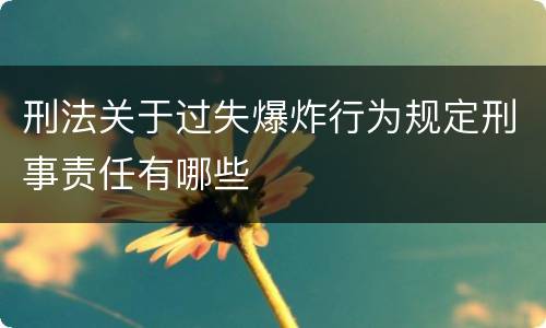 刑法关于过失爆炸行为规定刑事责任有哪些