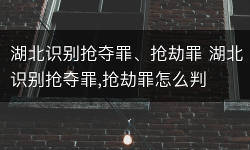 湖北识别抢夺罪、抢劫罪 湖北识别抢夺罪,抢劫罪怎么判