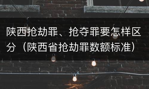 陕西抢劫罪、抢夺罪要怎样区分（陕西省抢劫罪数额标准）