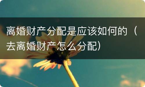 离婚财产分配是应该如何的（去离婚财产怎么分配）