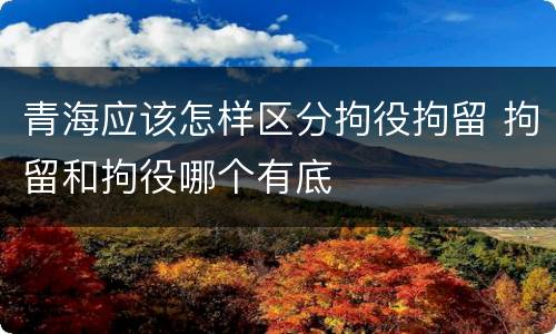 青海应该怎样区分拘役拘留 拘留和拘役哪个有底