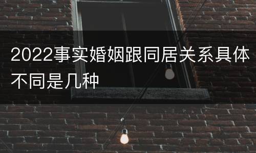2022事实婚姻跟同居关系具体不同是几种