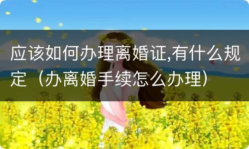 应该如何办理离婚证,有什么规定（办离婚手续怎么办理）