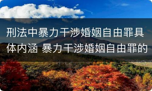 刑法中暴力干涉婚姻自由罪具体内涵 暴力干涉婚姻自由罪的构成要件