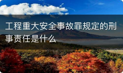 工程重大安全事故罪规定的刑事责任是什么