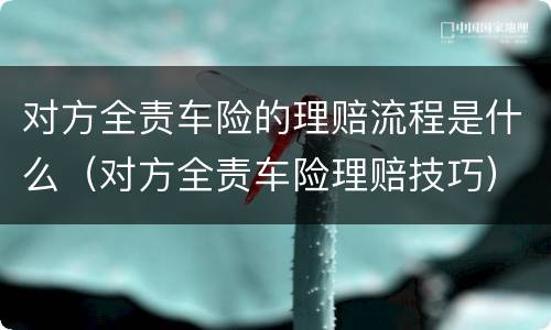 对方全责车险的理赔流程是什么（对方全责车险理赔技巧）