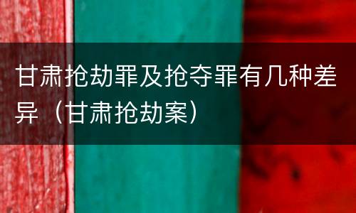 甘肃抢劫罪及抢夺罪有几种差异（甘肃抢劫案）