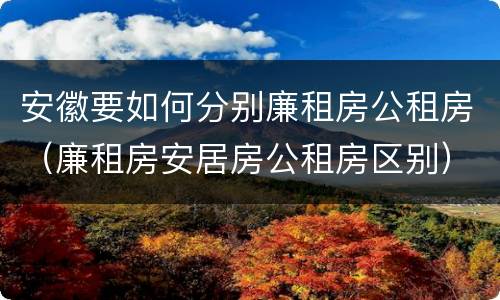 安徽要如何分别廉租房公租房（廉租房安居房公租房区别）