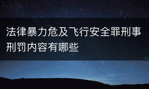 法律暴力危及飞行安全罪刑事刑罚内容有哪些