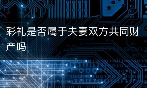 彩礼是否属于夫妻双方共同财产吗