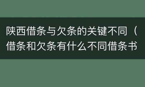 陕西借条与欠条的关键不同（借条和欠条有什么不同借条书写）