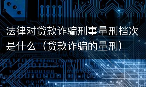 法律对贷款诈骗刑事量刑档次是什么（贷款诈骗的量刑）