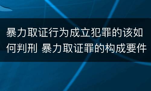 暴力取证行为成立犯罪的该如何判刑 暴力取证罪的构成要件