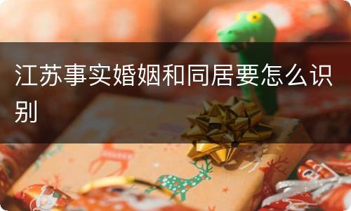 江苏事实婚姻和同居要怎么识别