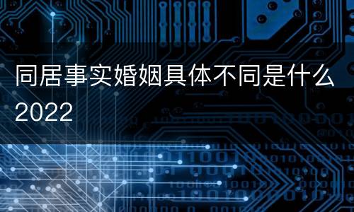 同居事实婚姻具体不同是什么2022