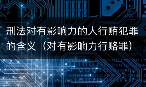 刑法对有影响力的人行贿犯罪的含义（对有影响力行赂罪）